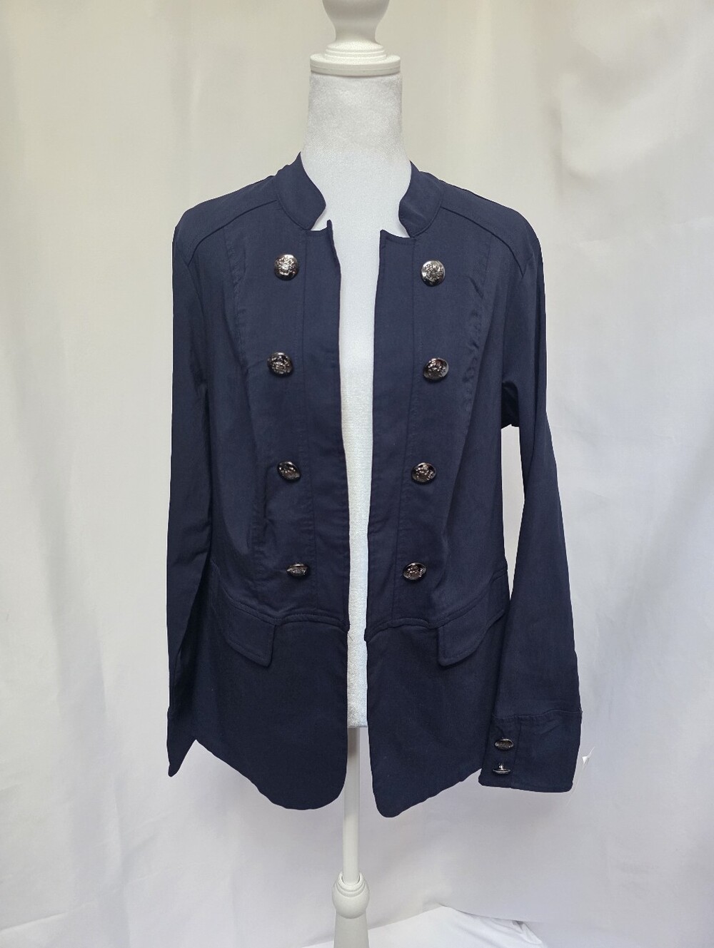Roz & Ali Navy Military Style Double Breasted Blazer 1X NWT